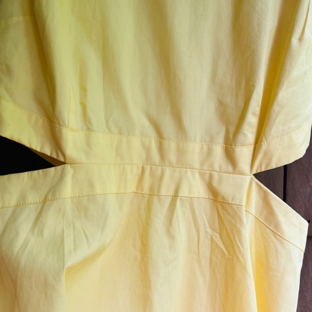 Women’s Sleeveless Cutout Poplin A - Line Midi Dress Size L  Light - Yellow - Picture 7 of 16
